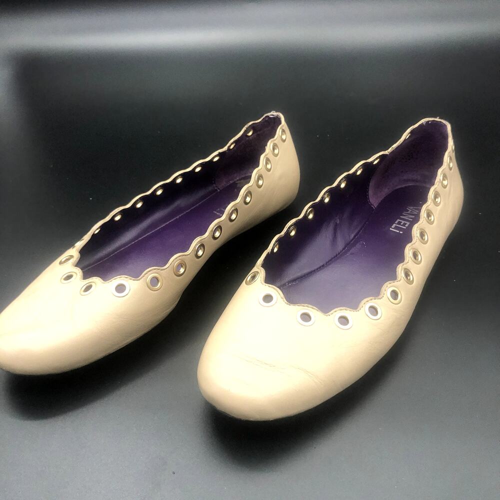 Van Eli Beige Vintage Leather Flats, Women's Size 8.5M/EUR 39